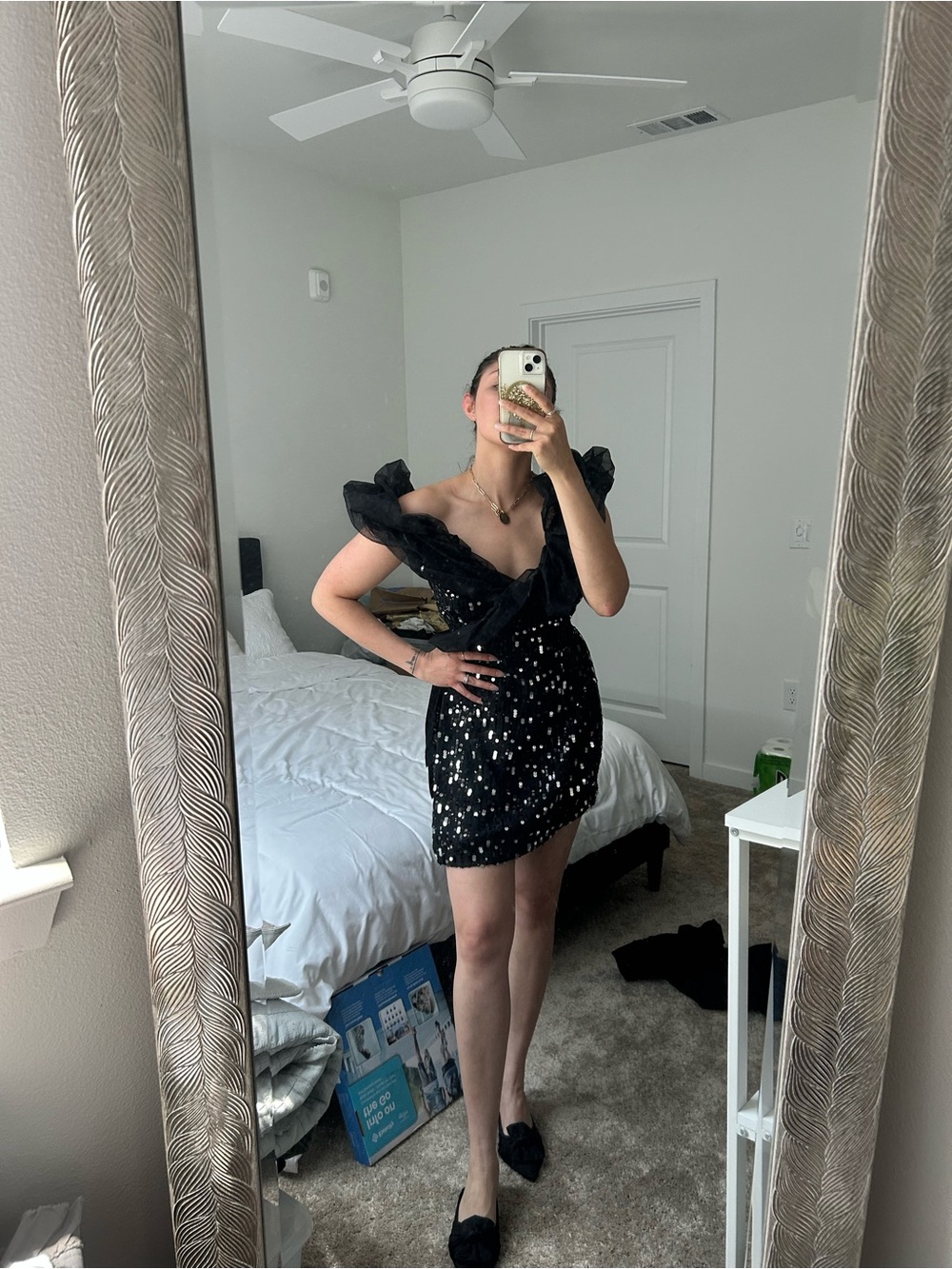 Zara Black Sequin Mini Dress